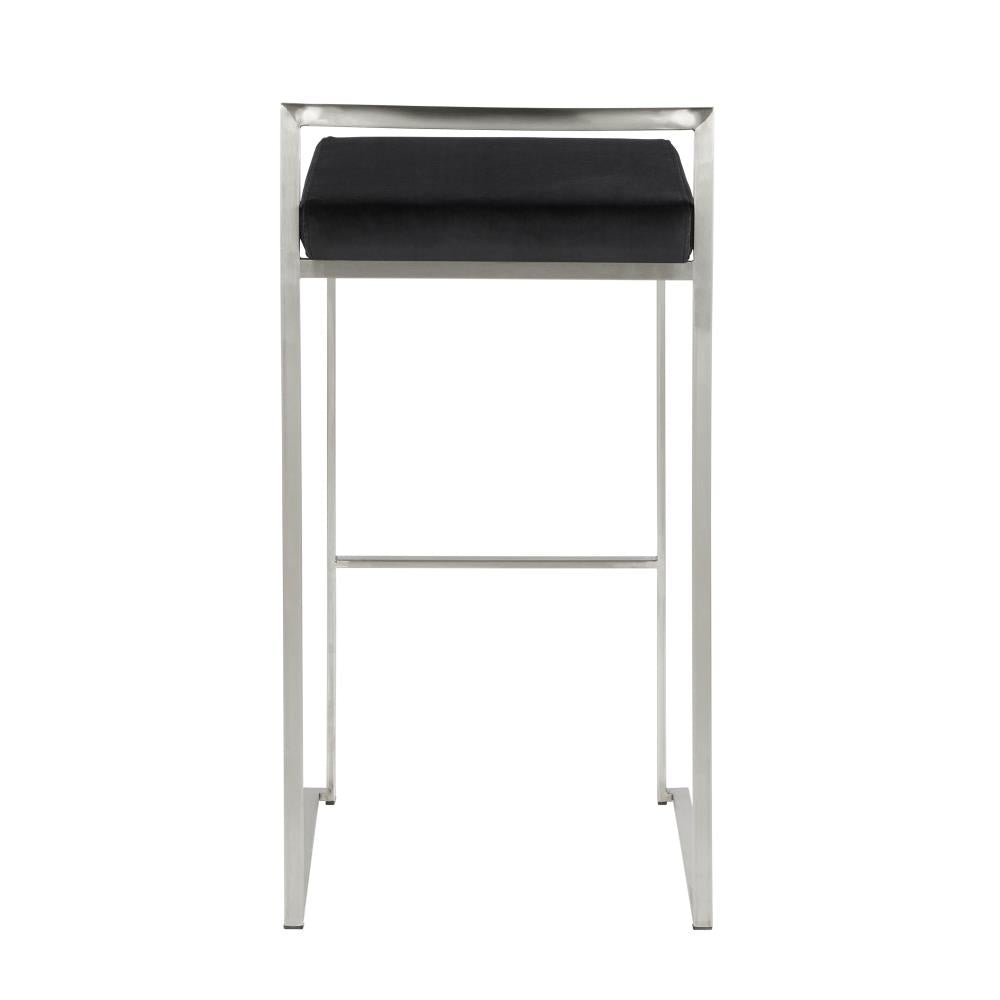 Contemporary Velvet Stackable Barstools Set of 2