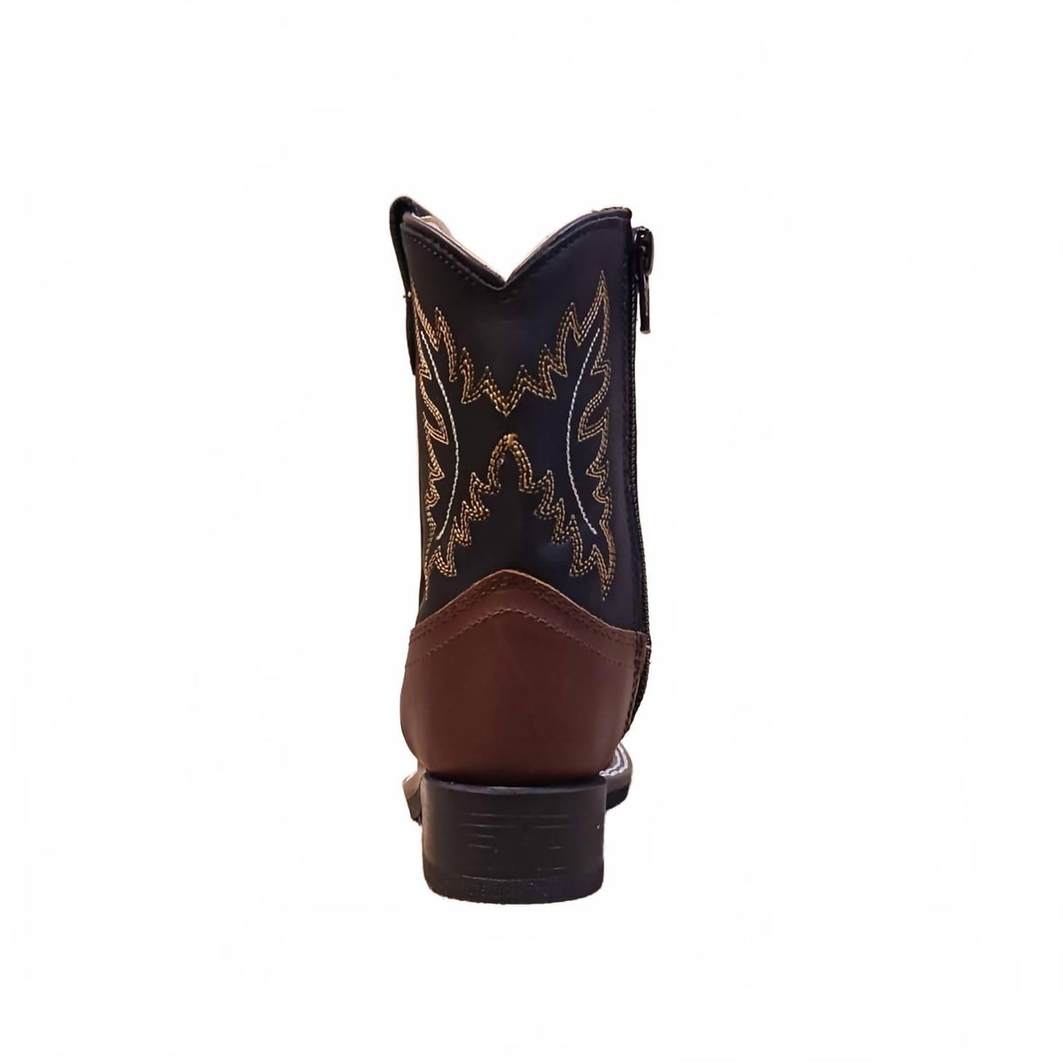 Kid's Western Leather Boot In Black Canyon / Brown