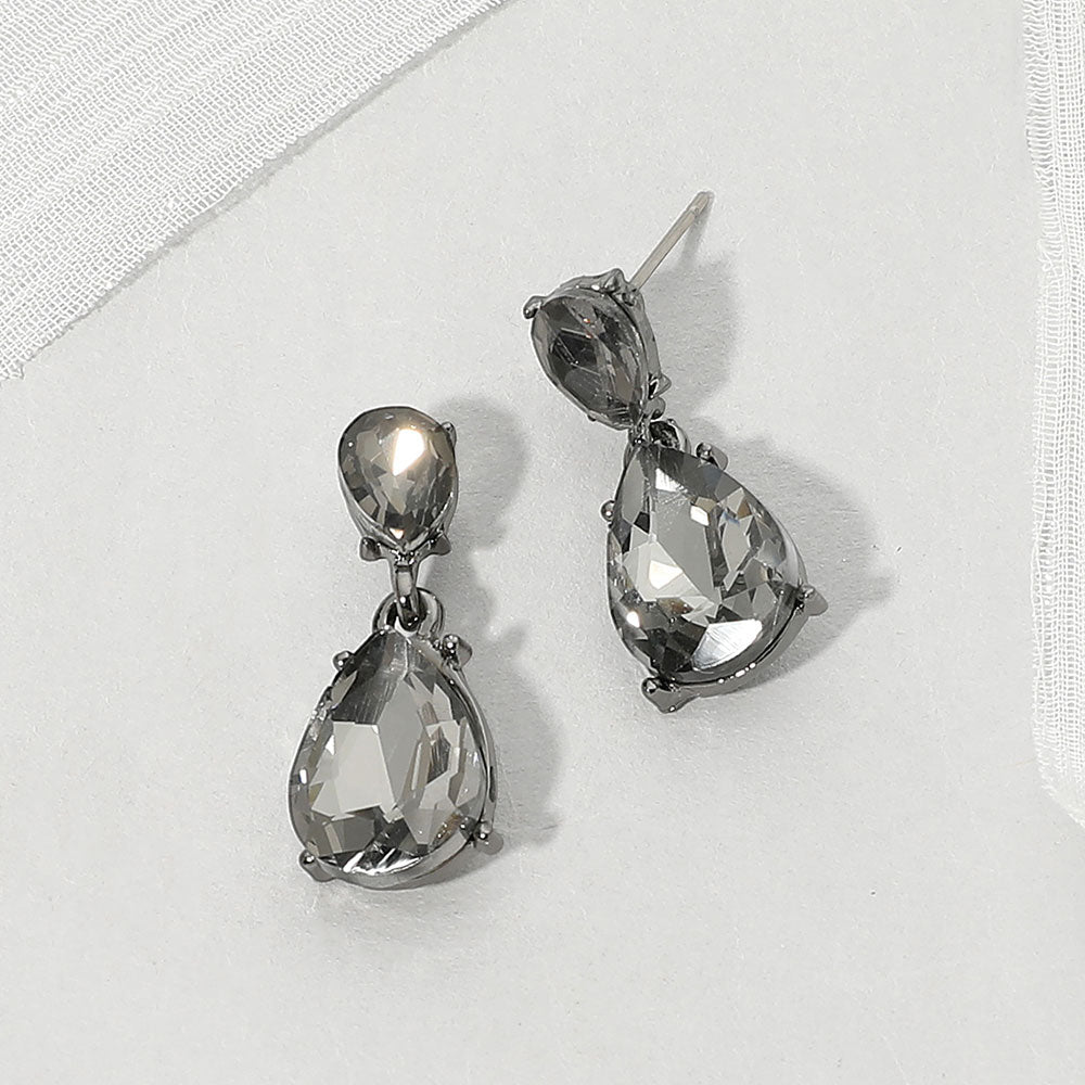 Teardrop Stone Cluster Drop Evening Earrings