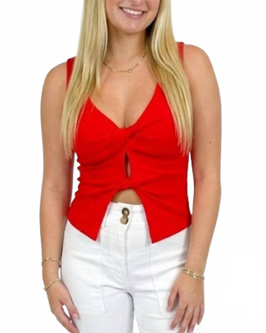 Twist Tie Top In Quirk Red