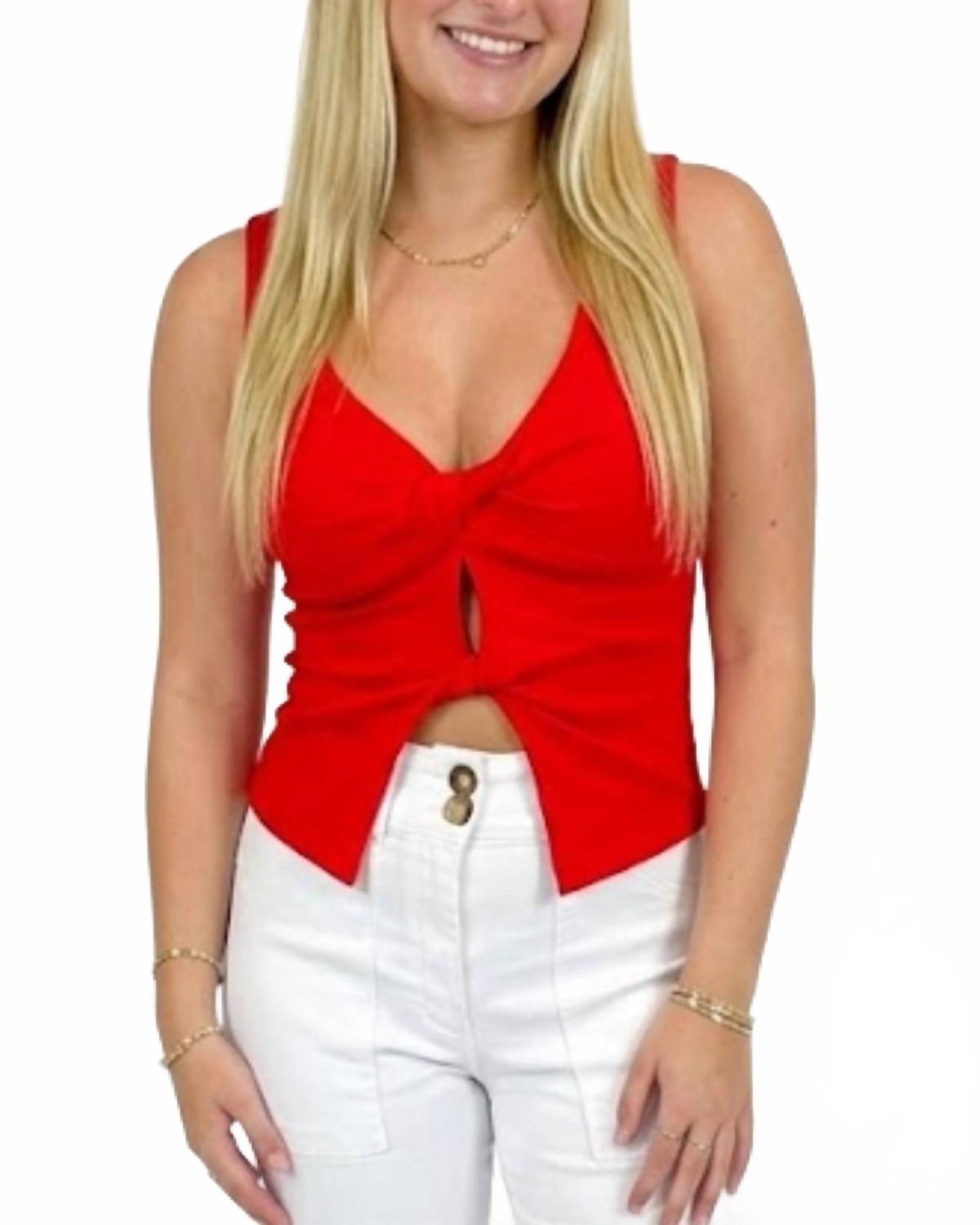 Twist Tie Top In Quirk Red