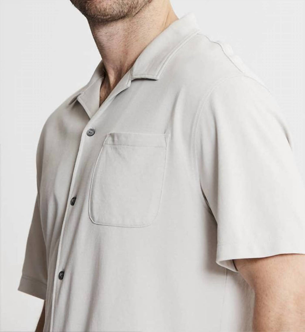 Knit Oxford Short Sleeve Shirt In Silver