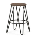 Durable Metal Counter Stool with Wood Seat