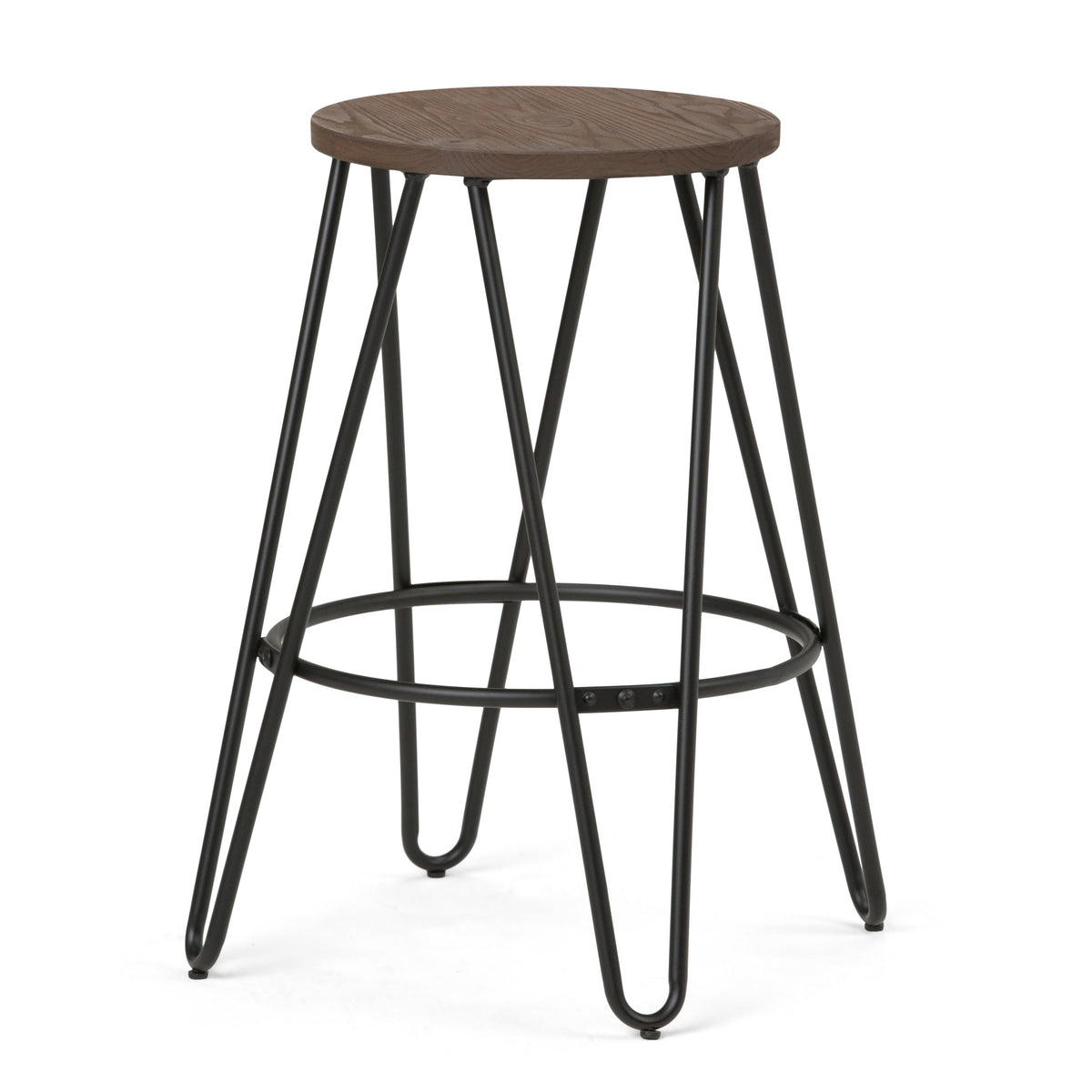 Durable Metal Counter Stool with Wood Seat