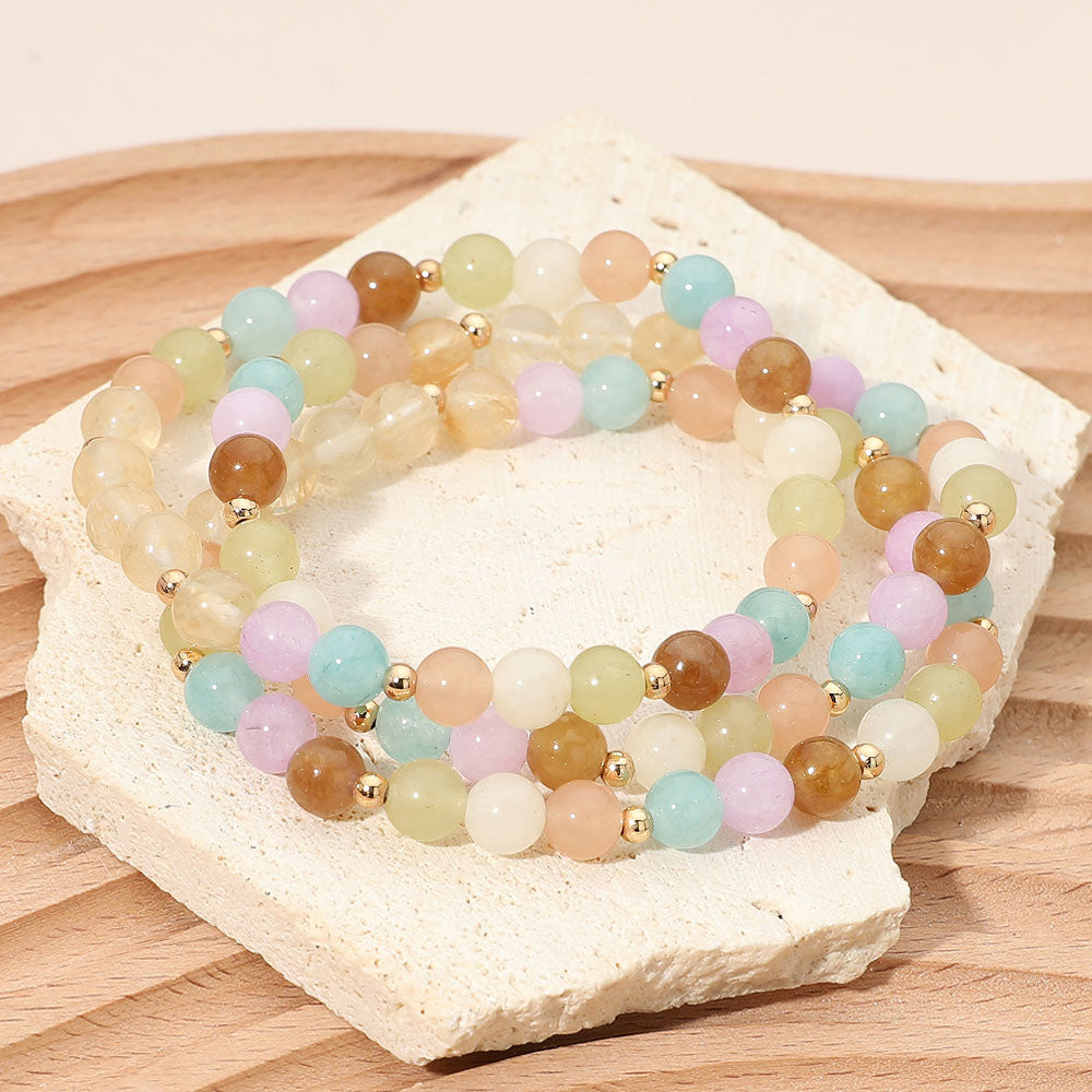 3PCS - Round Beaded Stretch Multi Layered Bracelets