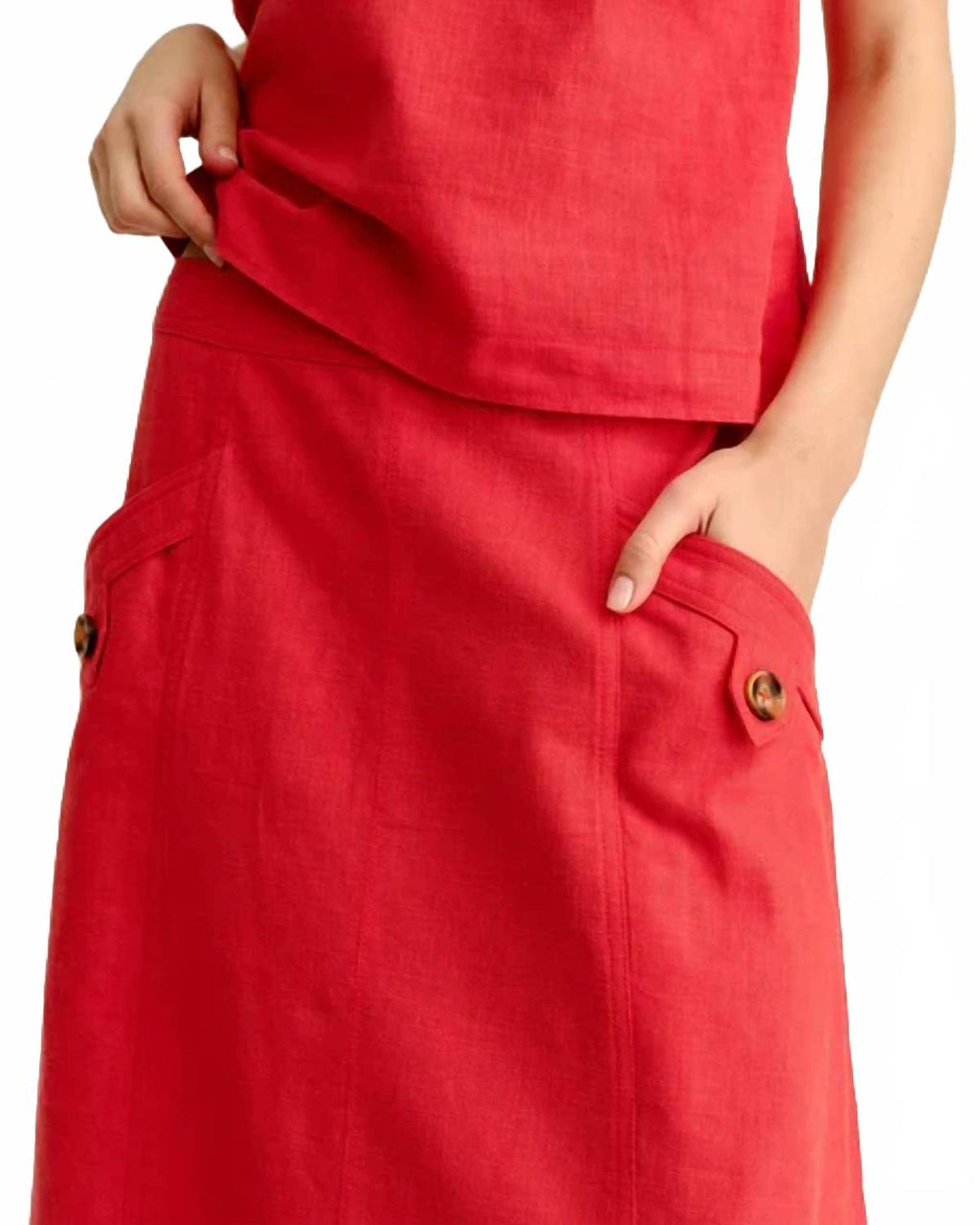 Alice Button Skirt In Poppy