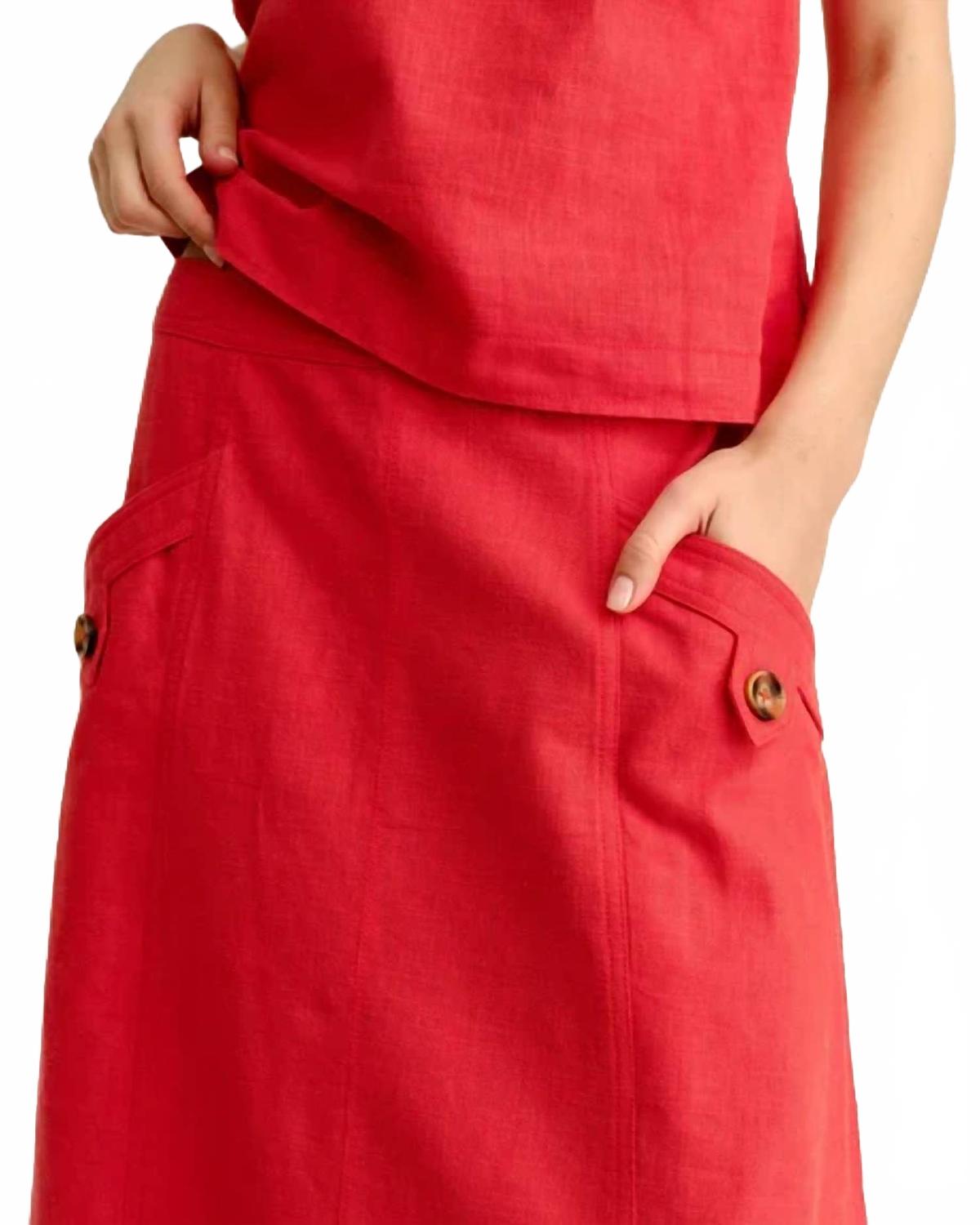 Alice Button Skirt In Poppy
