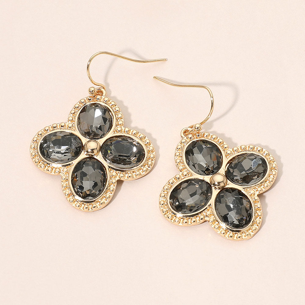 Four Leaf Clover Crystal Drop Earrings