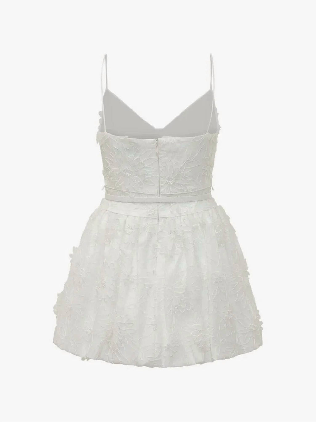 Women's Floral Applique Mini Dress In White