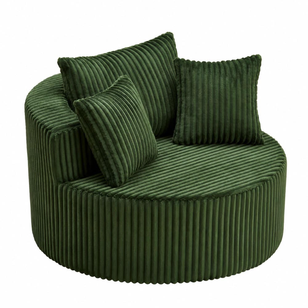GOODSILO Oversized Round Swivel Accent Chair with Plush Upholstery and Matching Throw Pillows