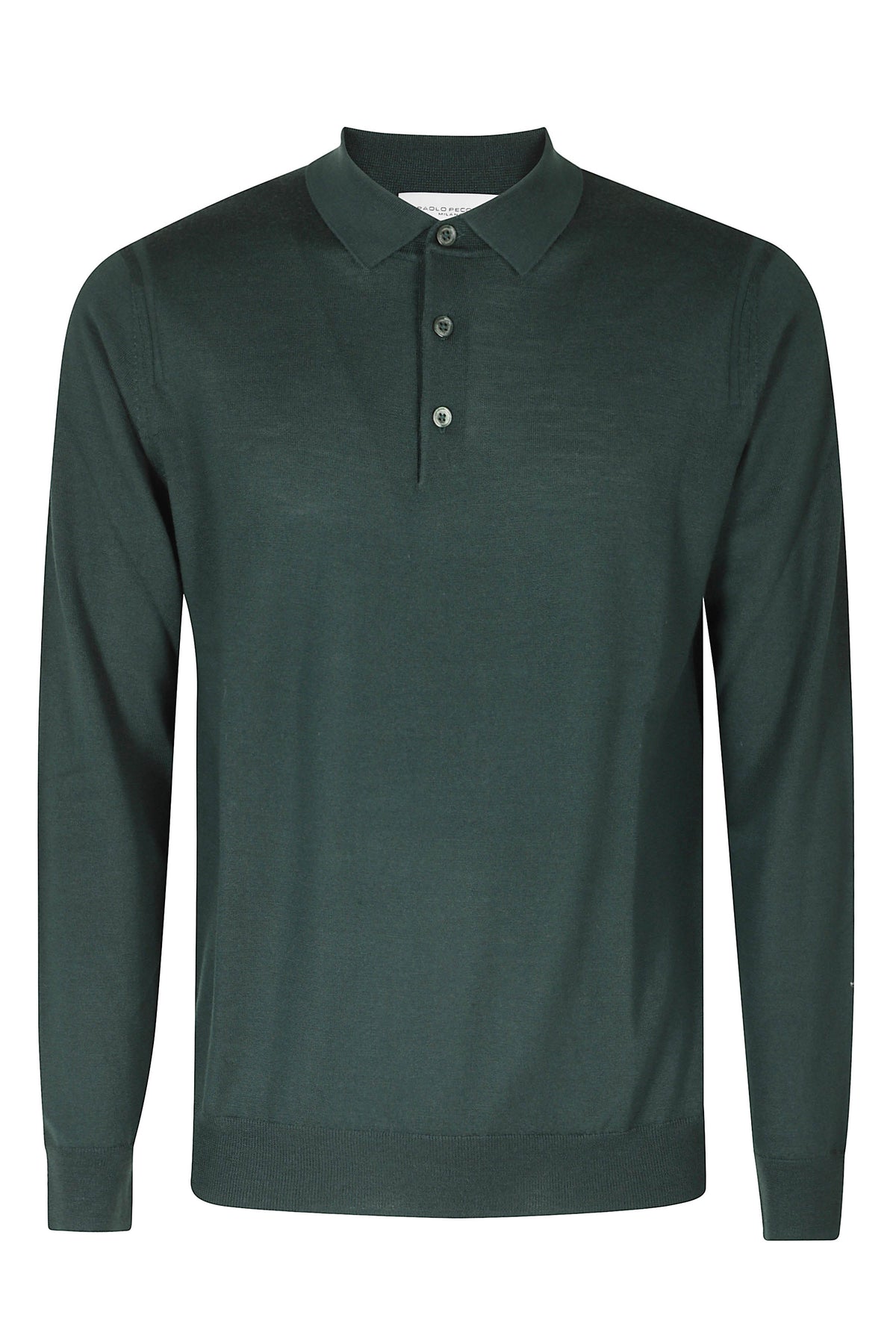 Green Extrafine Merino Wool Polo Shirt