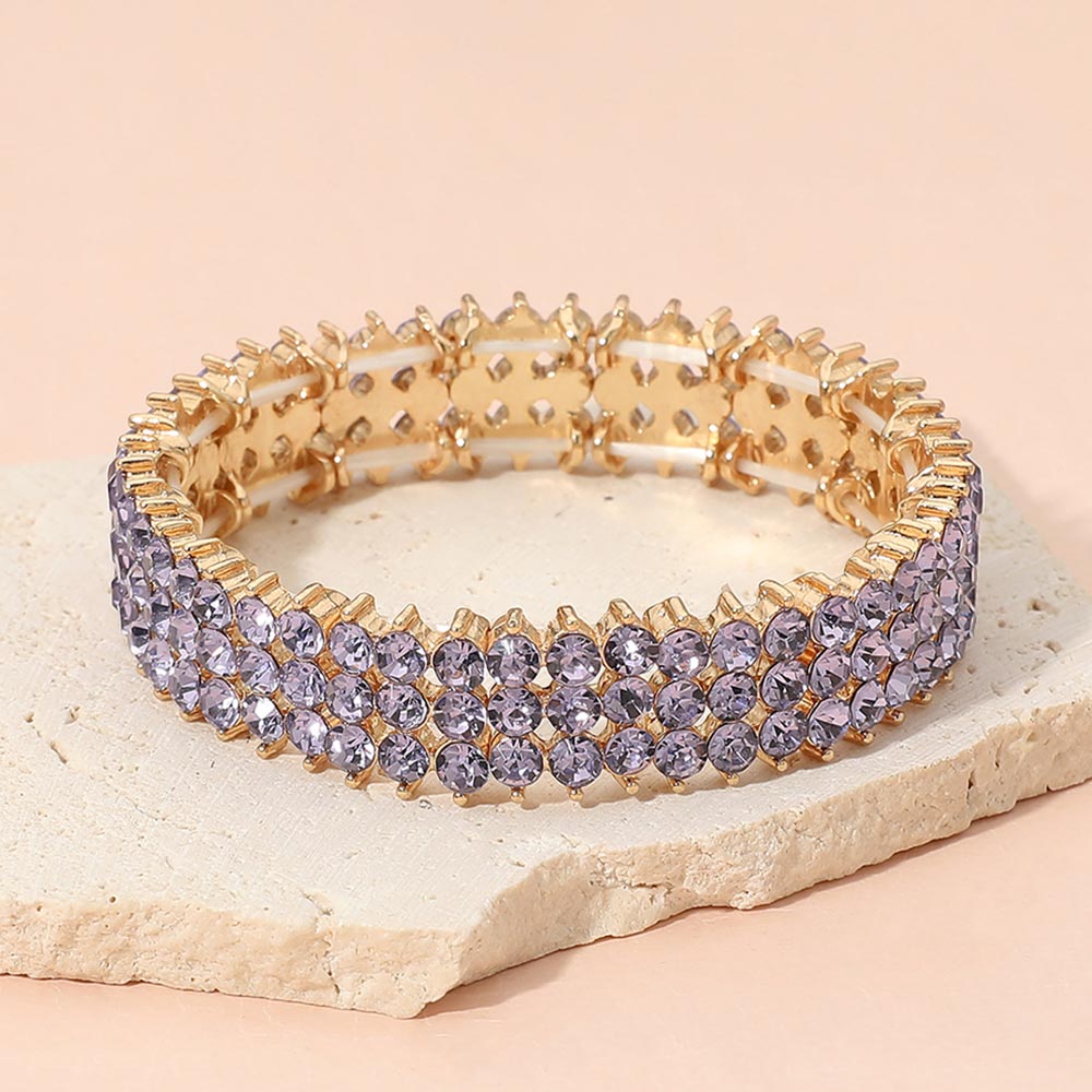 Triple Row Crystal Stretch Evening Bracelet