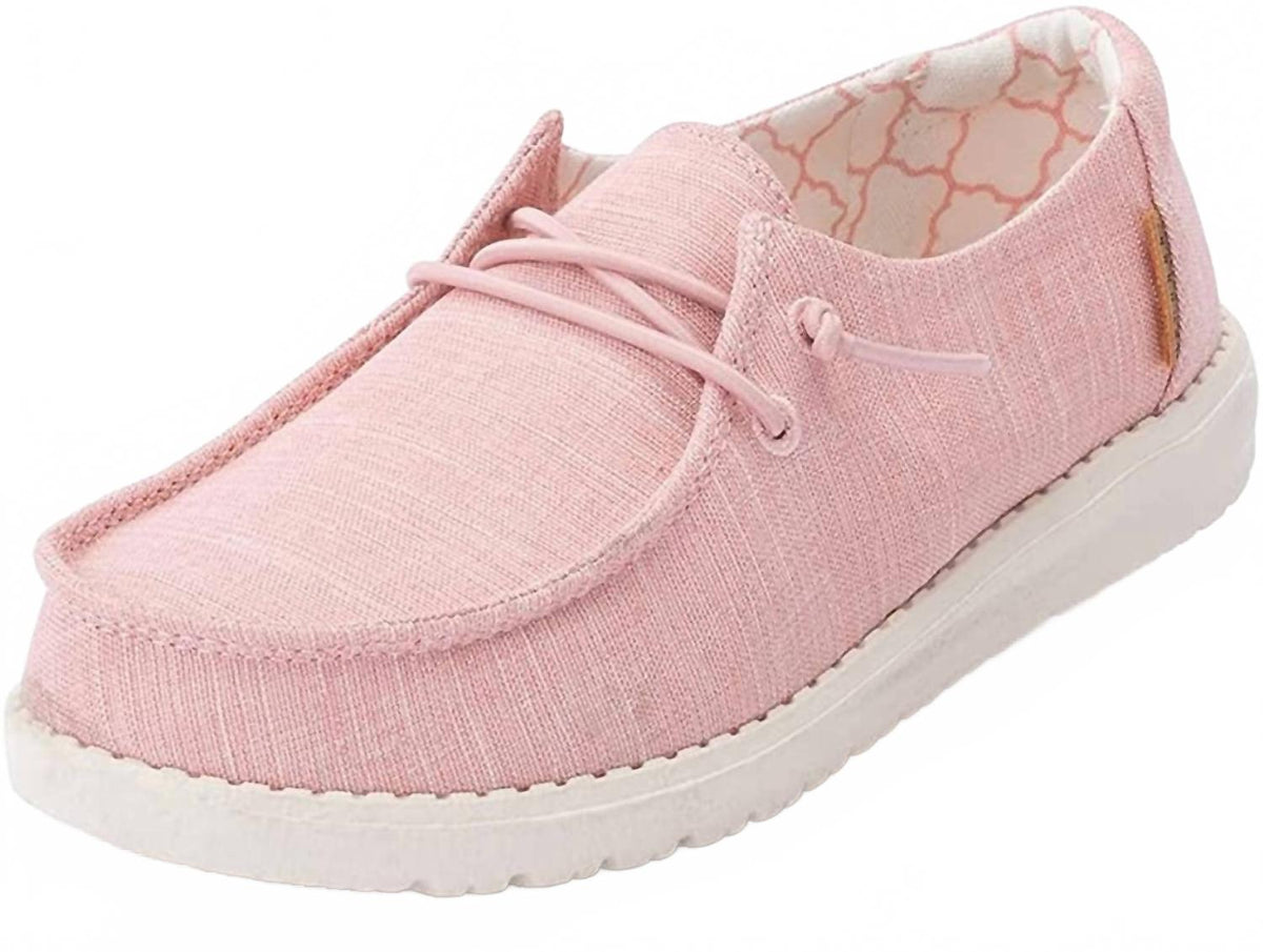 Youth Kid's Wendy Loafer Shoes In Linen Cotton Candy