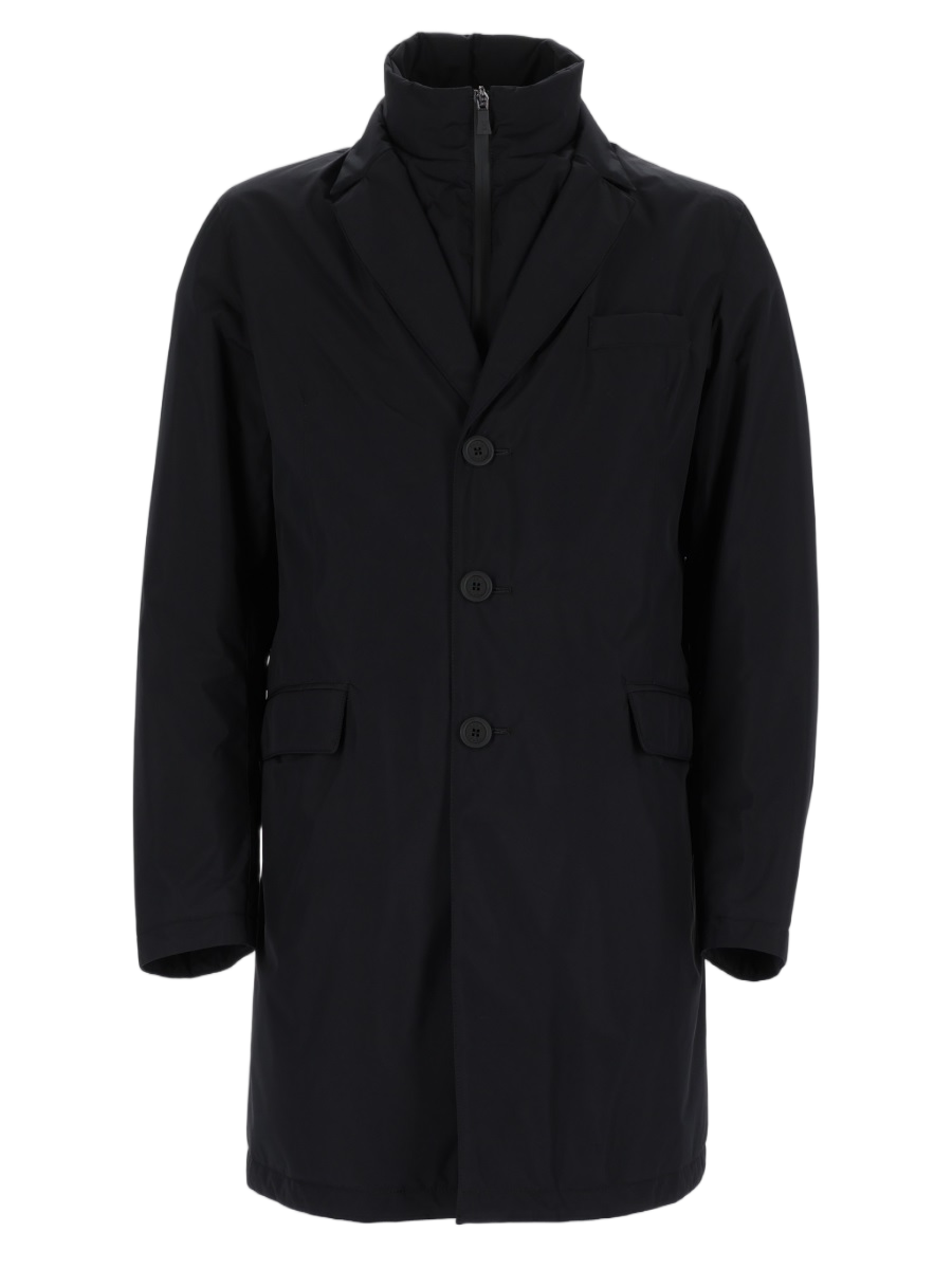 Tailored Black Hidden Zip Polyester Jacket