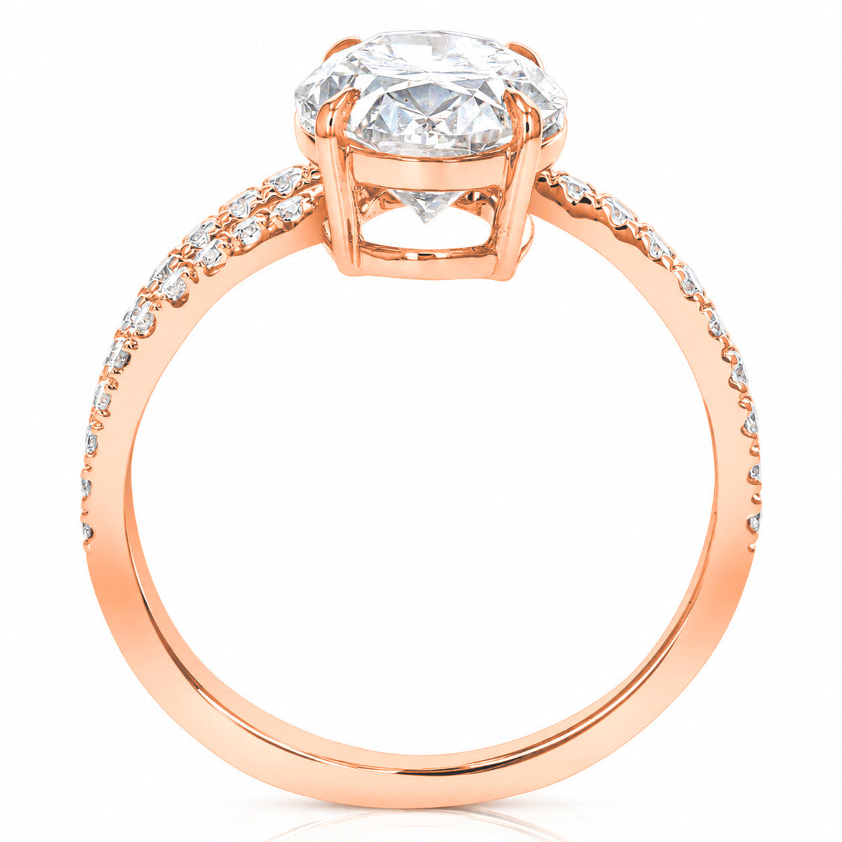 3.50 cttw Oval Lab Grown Diamond Engagement Ring in 14K Rose Gold For Women