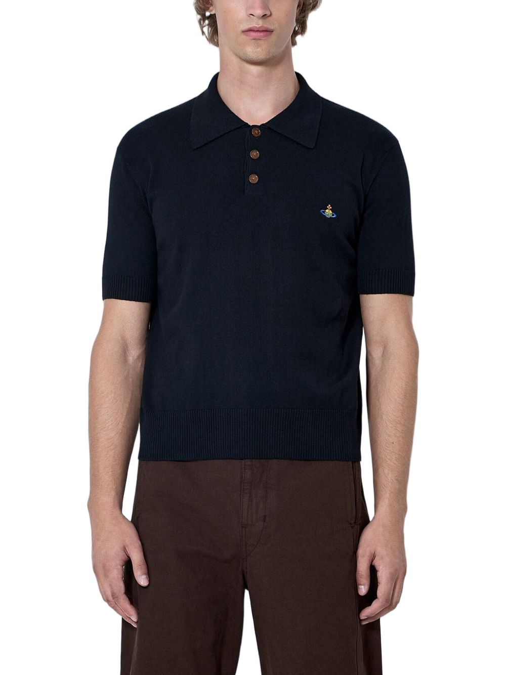Short-Sleeve Three-Button Cotton Polo Shirt