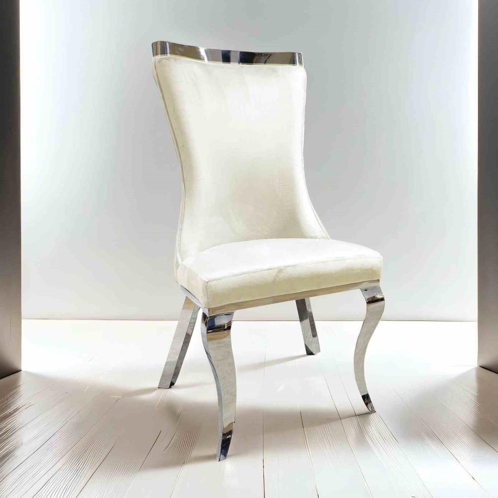 Modern Side Chairs with Decorative Fabric and Metal Legs