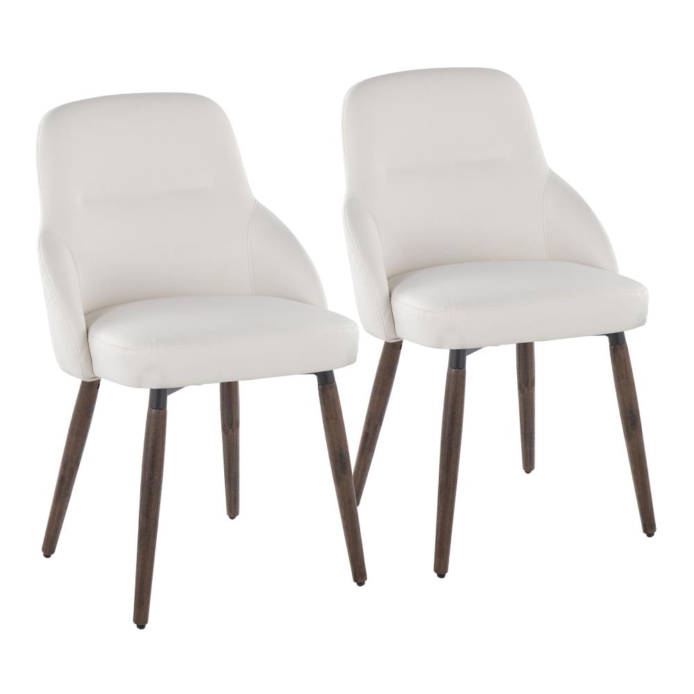 Set of 2 Modern Upholstered Chairs with Wooden Frames and Faux Leather Seats