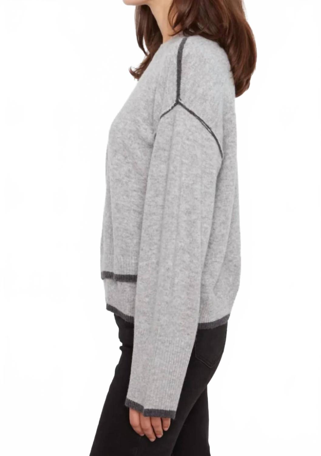 Contrast Trim Crew Neck Sweater In Grey