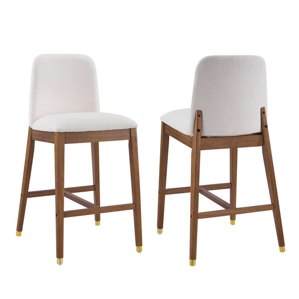 Set of 2 Mid-Century Rubberwood Bar Stools