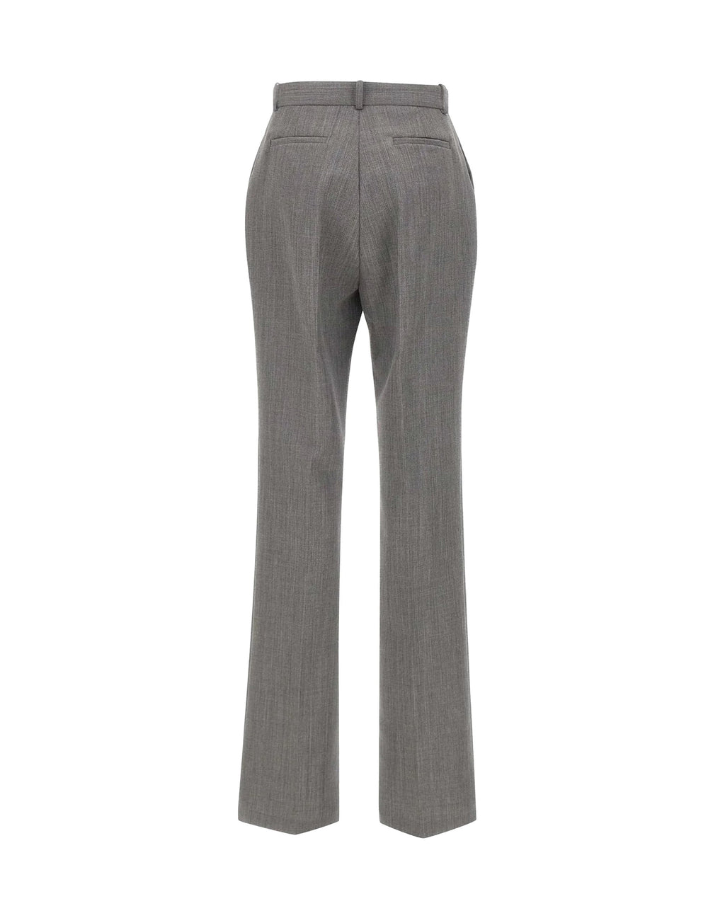 Grey Wool Pressed Crease Straight-Leg Pants