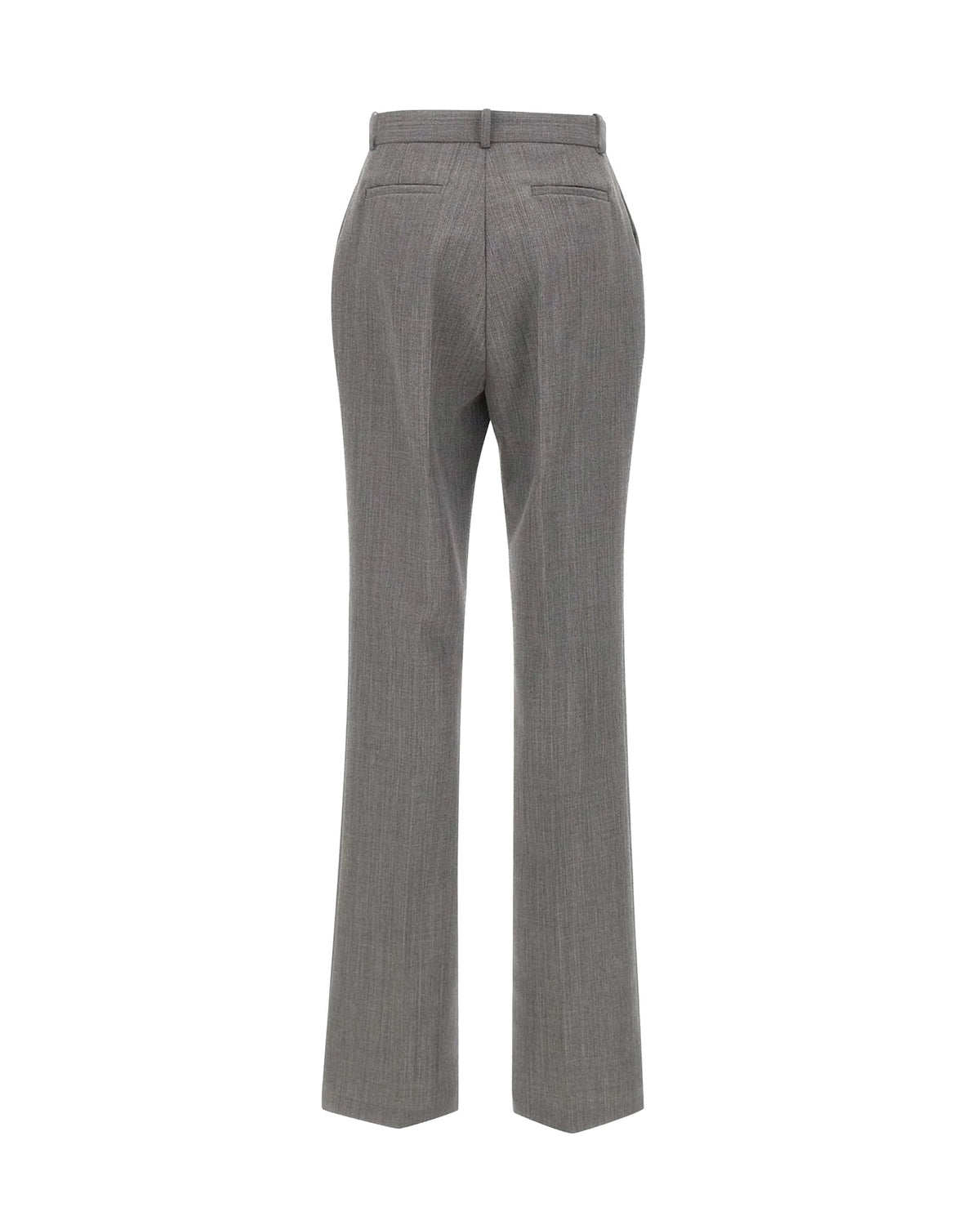 Grey Wool Pressed Crease Straight-Leg Pants