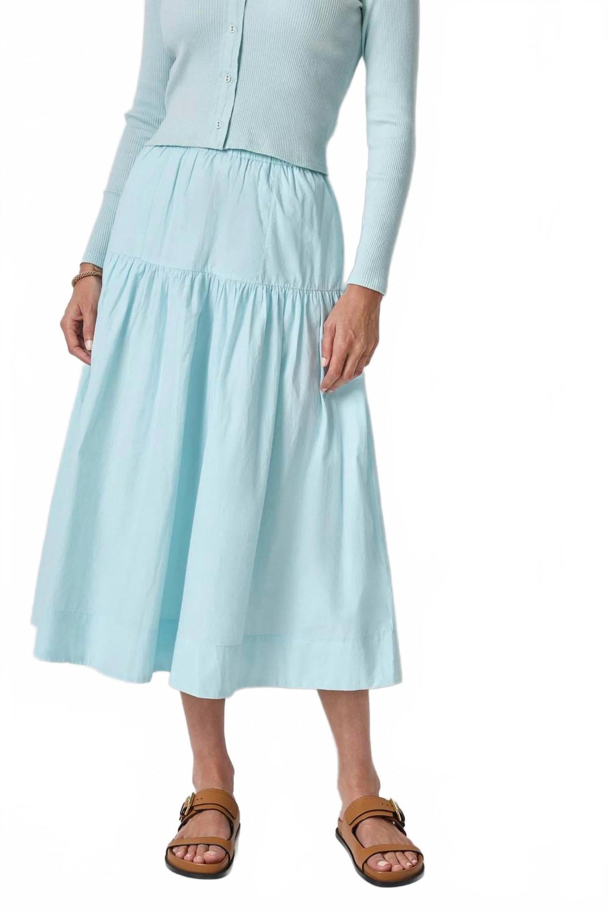 Poplin Yoke Skirt In Seabreeze