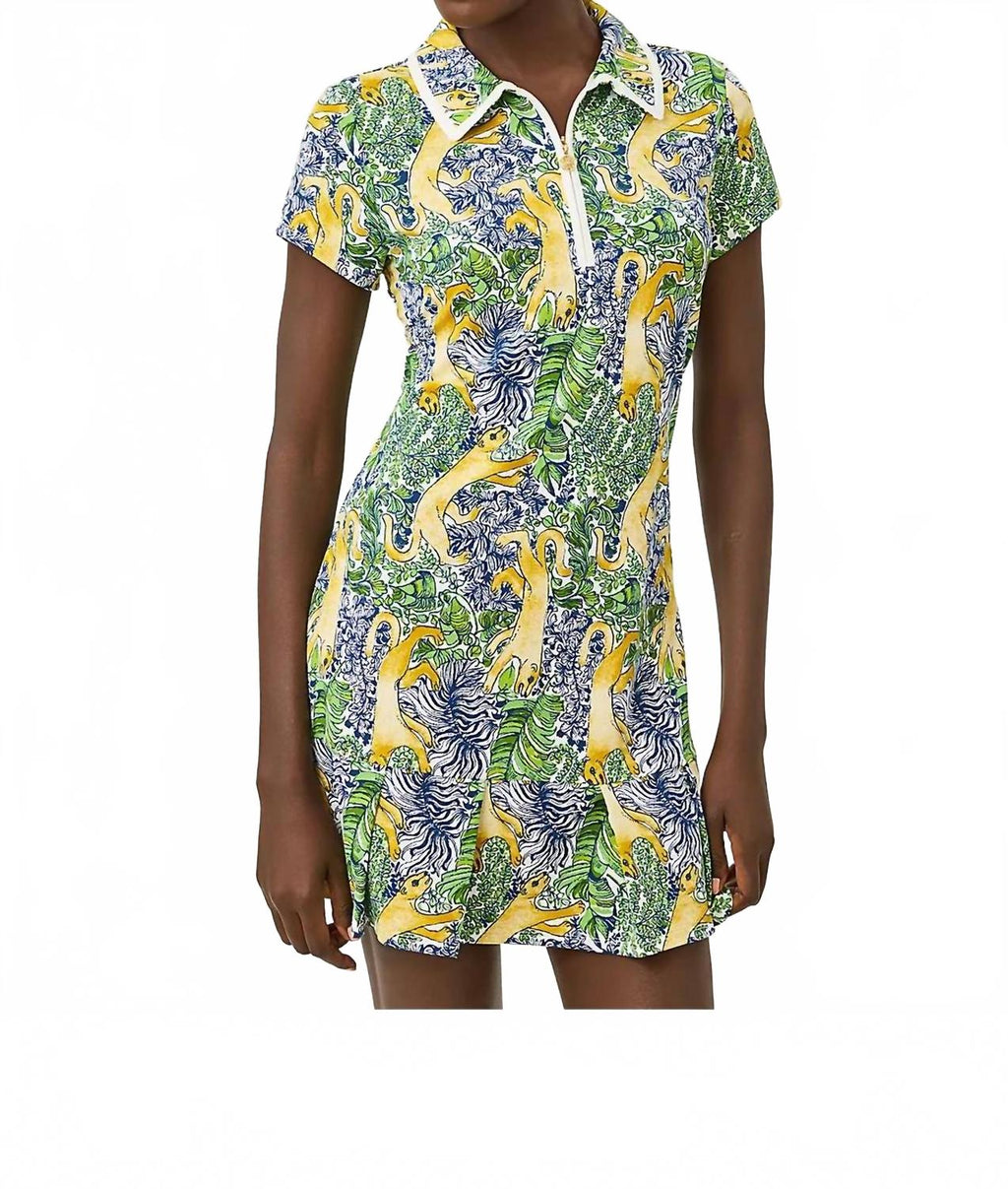 Upf 50+ Luxletic Cayo Costa Pleated Dress In Multi Lil Palm Prowl