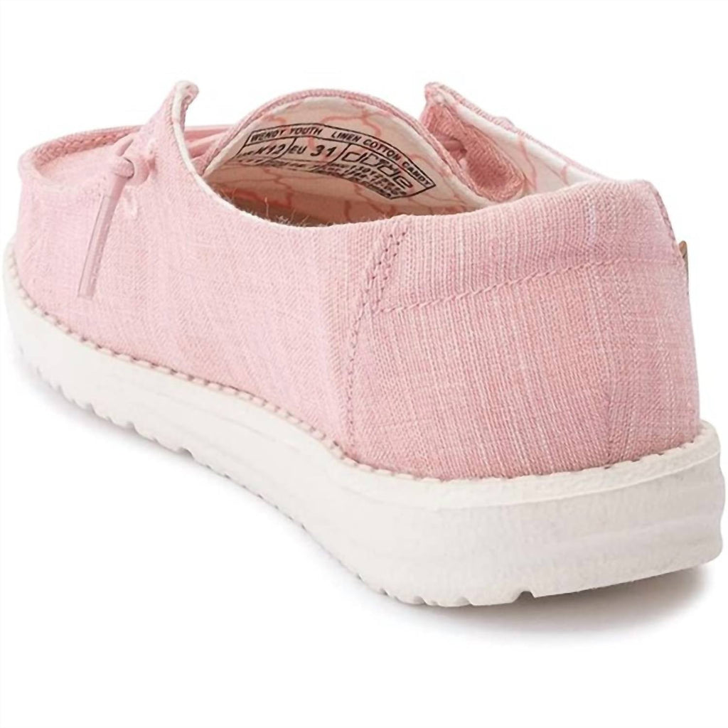 Youth Kid's Wendy Loafer Shoes In Linen Cotton Candy