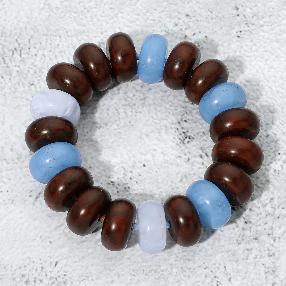 Chunky Marbled Rounded Pebble Beaded Stretch Bracelet