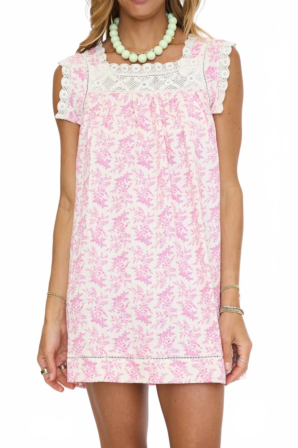 Selah Square-Neck Empire Mini Dress In Pink