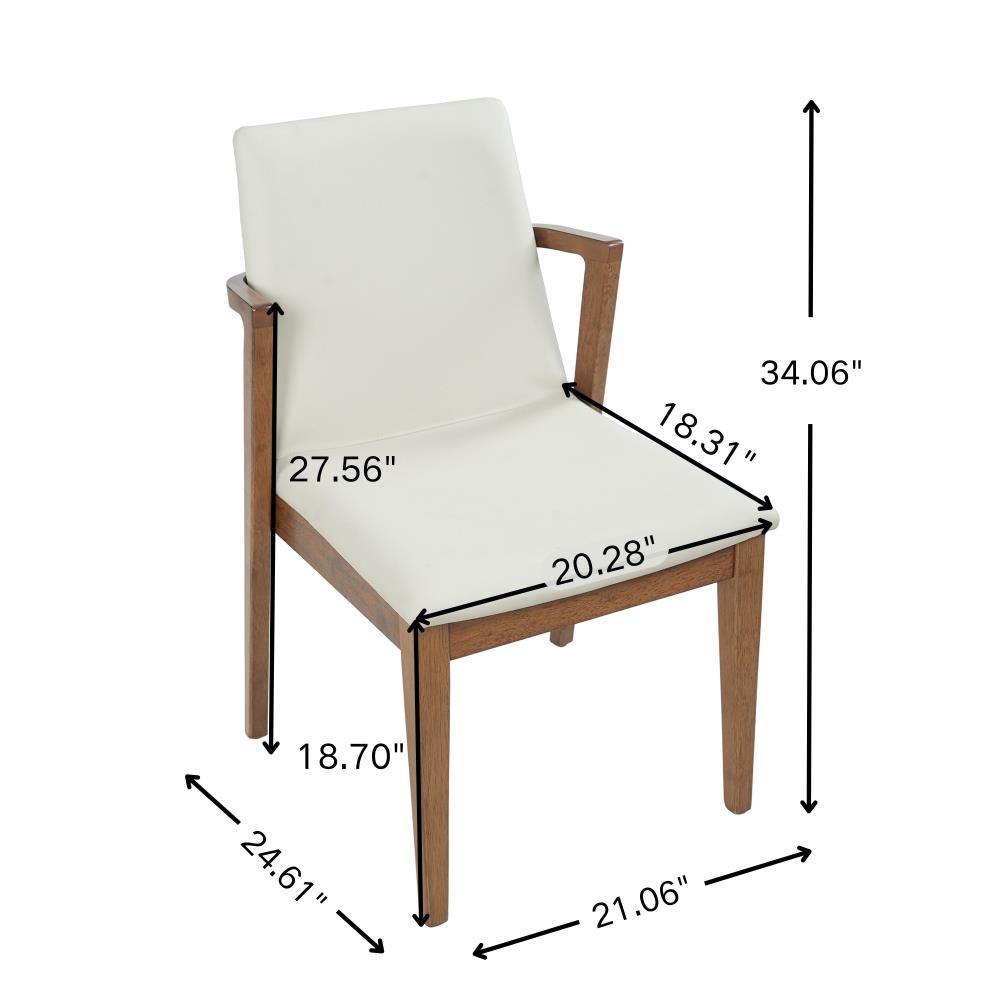 Set of 2 Stylish Dining Room Armchairs with Padded Seats and Sturdy Rubberwood Frames