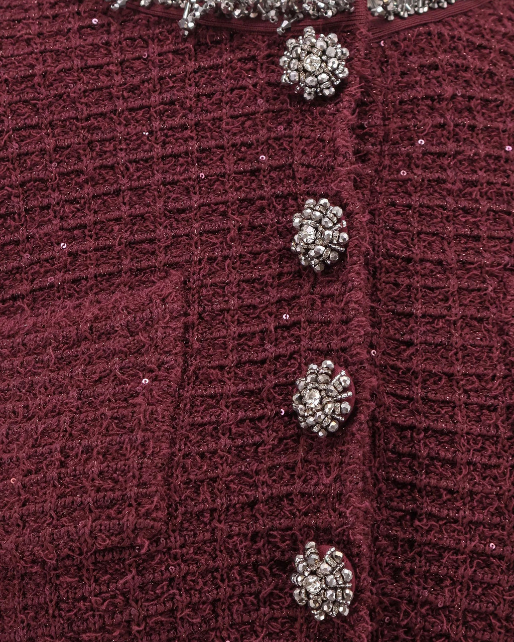 Burgundy Waffle Knit Jewel Embellished Dress