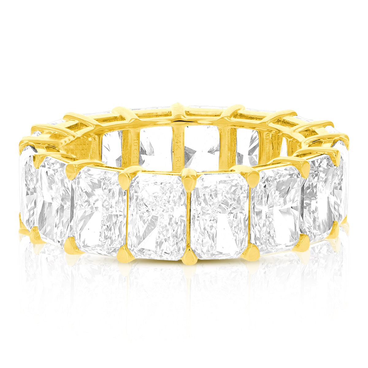 10 cttw Radiant Lab Grown Diamond Eternity Ring Wedding Band in 14K Yellow Gold For Women