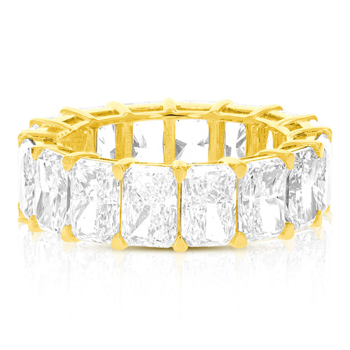 10 cttw Radiant Lab Grown Diamond Eternity Ring Wedding Band in 14K Yellow Gold For Women