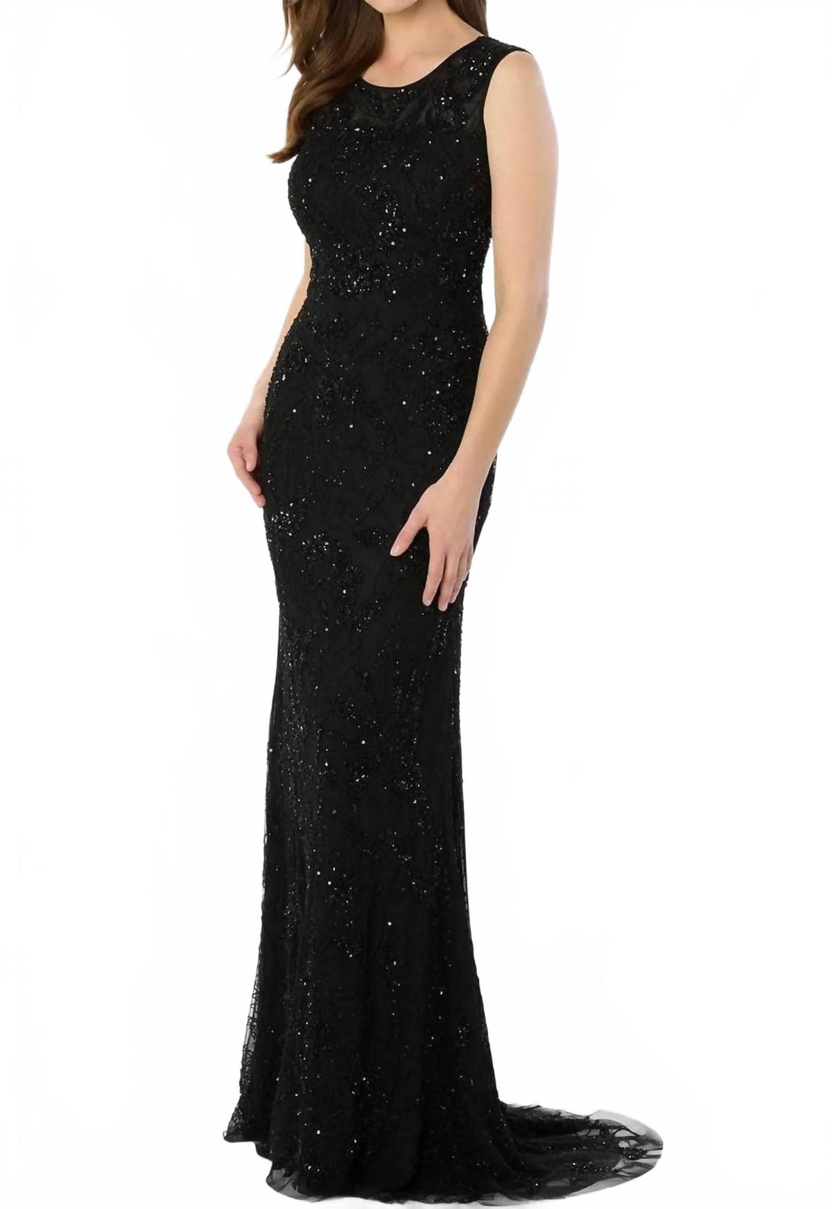 Sleeveless Fitted Gown In Black