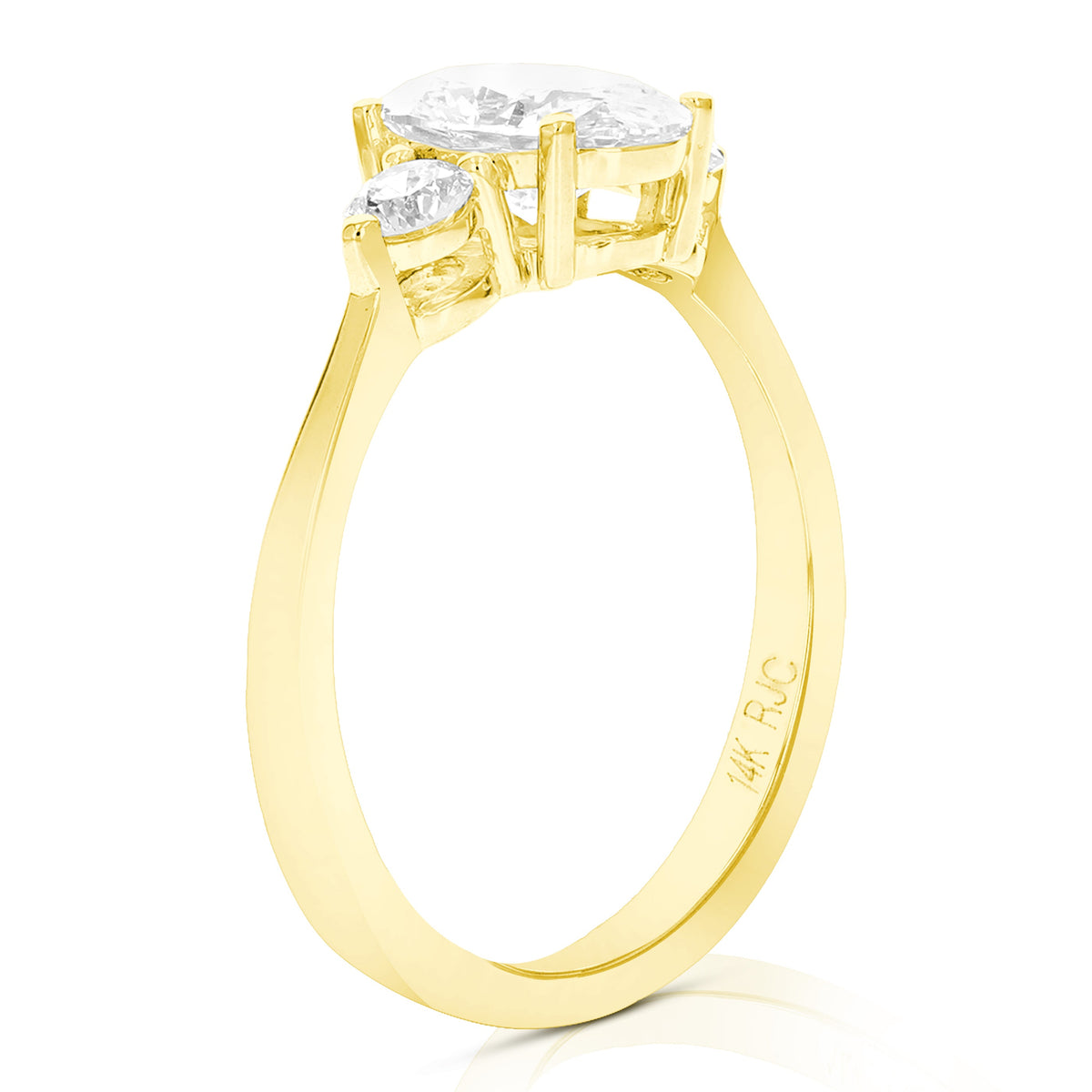1.25 cttw Oval Lab Grown Diamond 3 Stone Engagement Ring in 14K Yellow Gold For Women