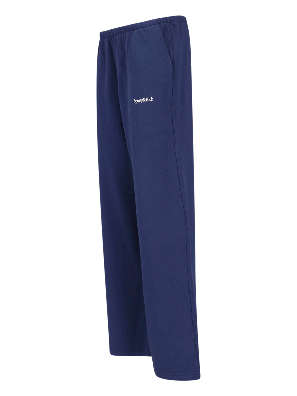 Blue Cotton-Blend Wide-Leg Sweatpants