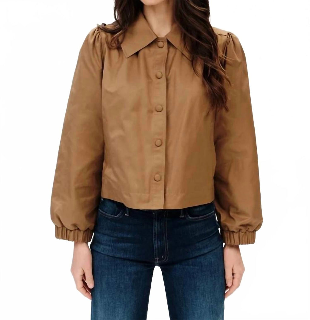 Dramatic Collar Blouson Jacket In Toffee