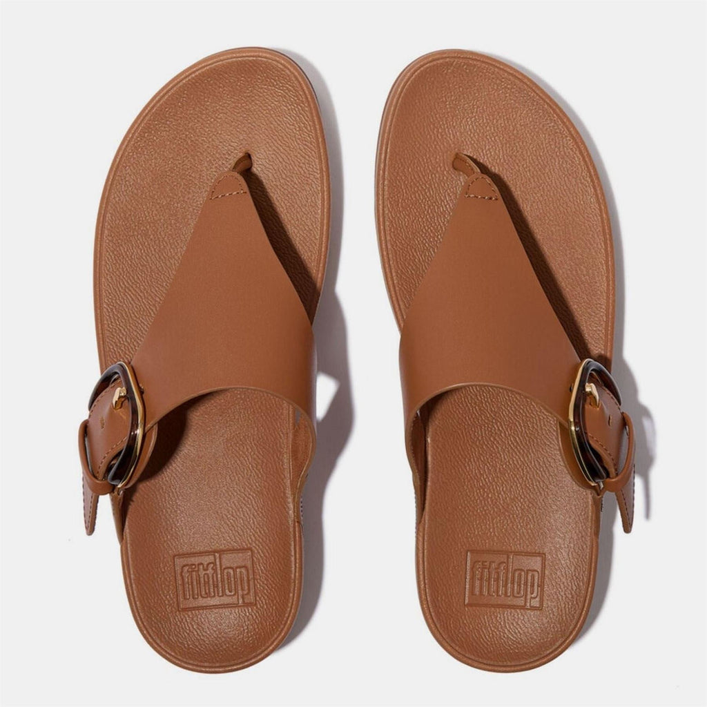 Fit Flop Resin Buckle Leather Toe Post Sandals