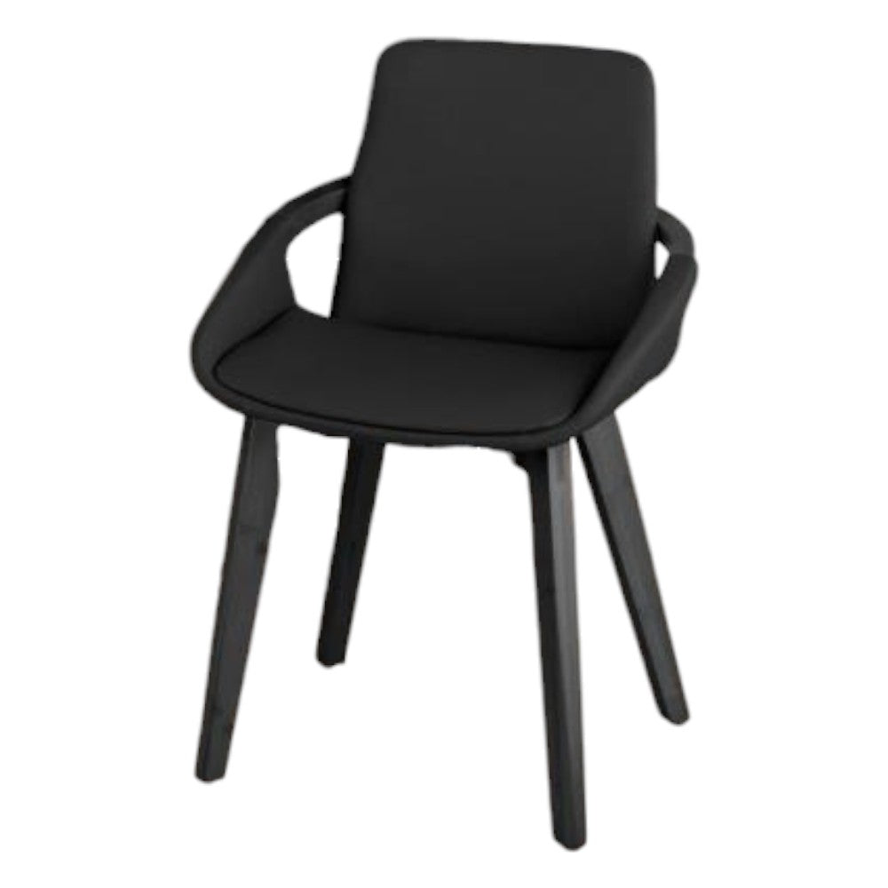 Modern Bamboo Accent Chair with Faux Leather Upholstered Seat