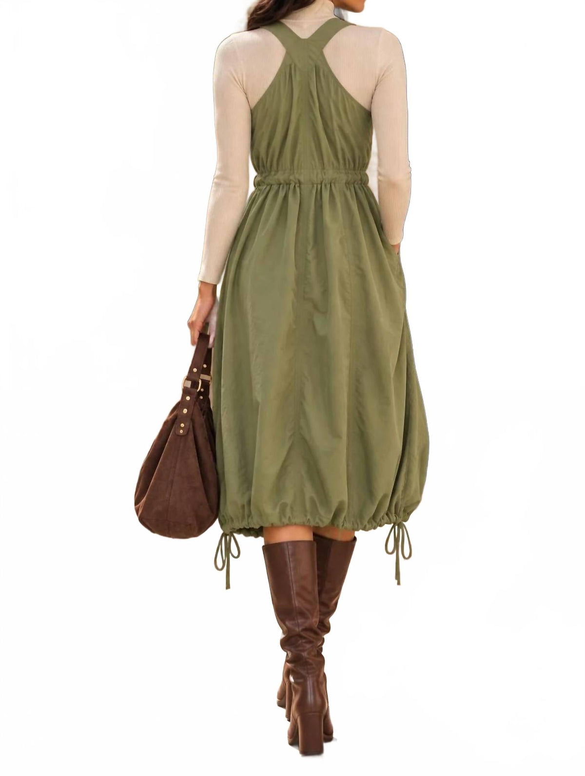 Trailblazer Cargo Midi Dress In Olive