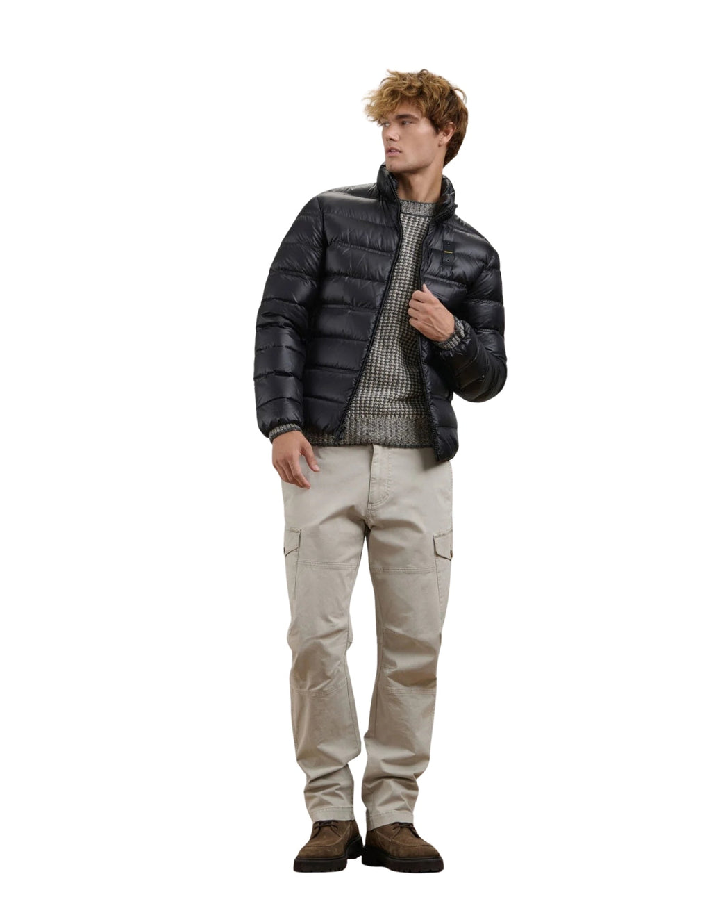 Short Black Down Jacket With Glossy Finish