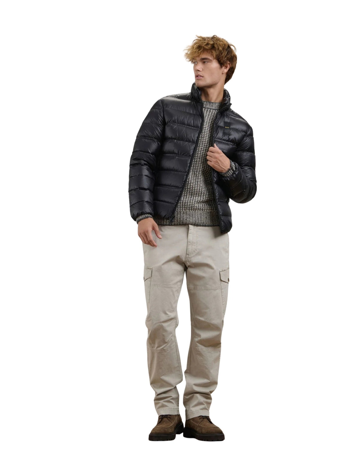 Short Black Down Jacket With Glossy Finish