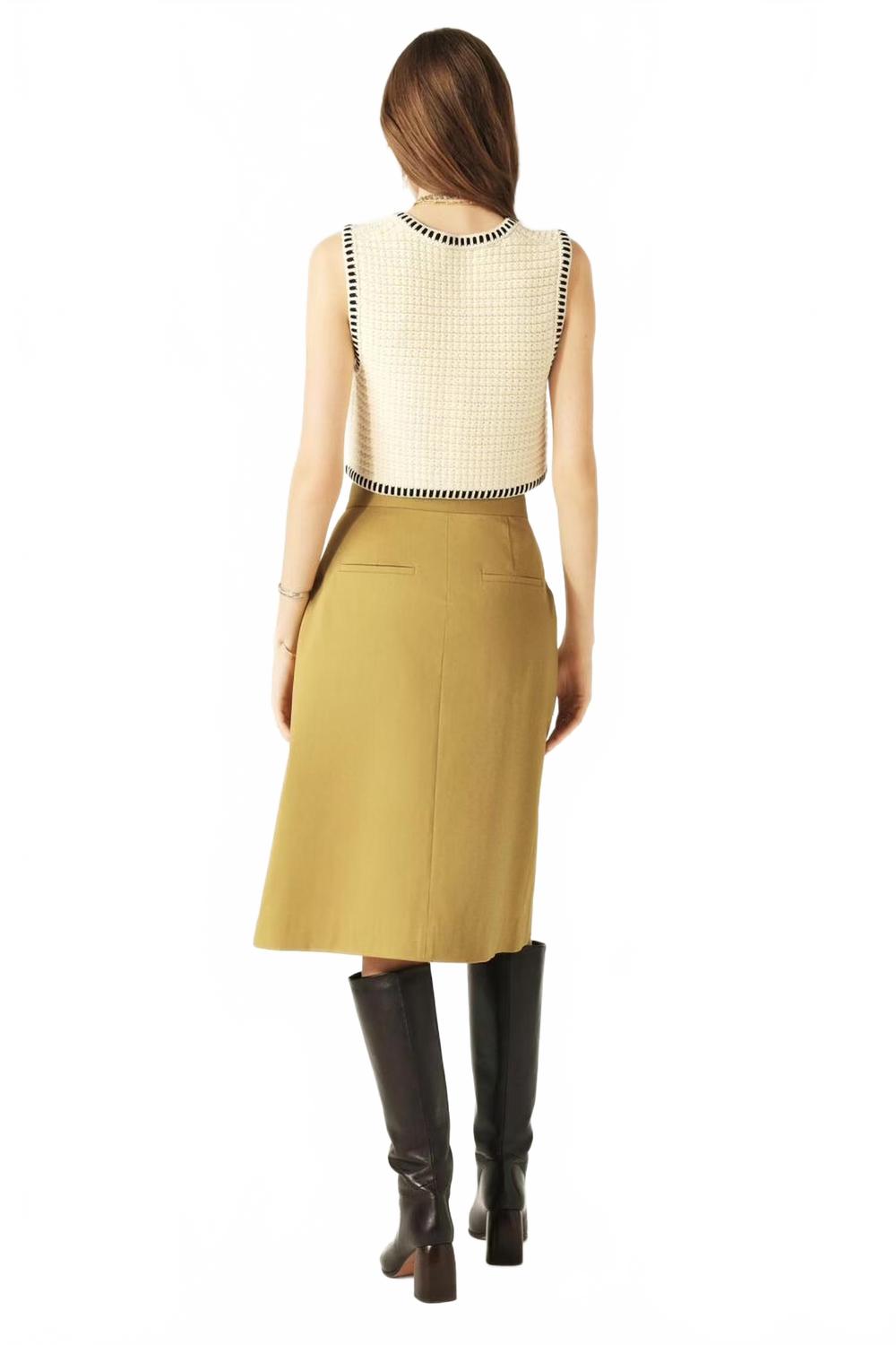 Bastien Wrap-Over Midi Skirt In Olive
