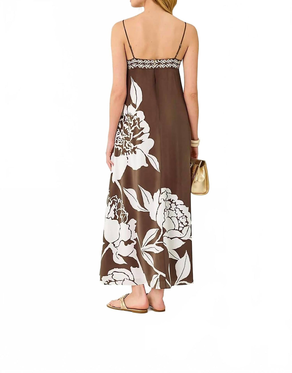 Jesslyn Silk Maxi Slip Dress In Brown