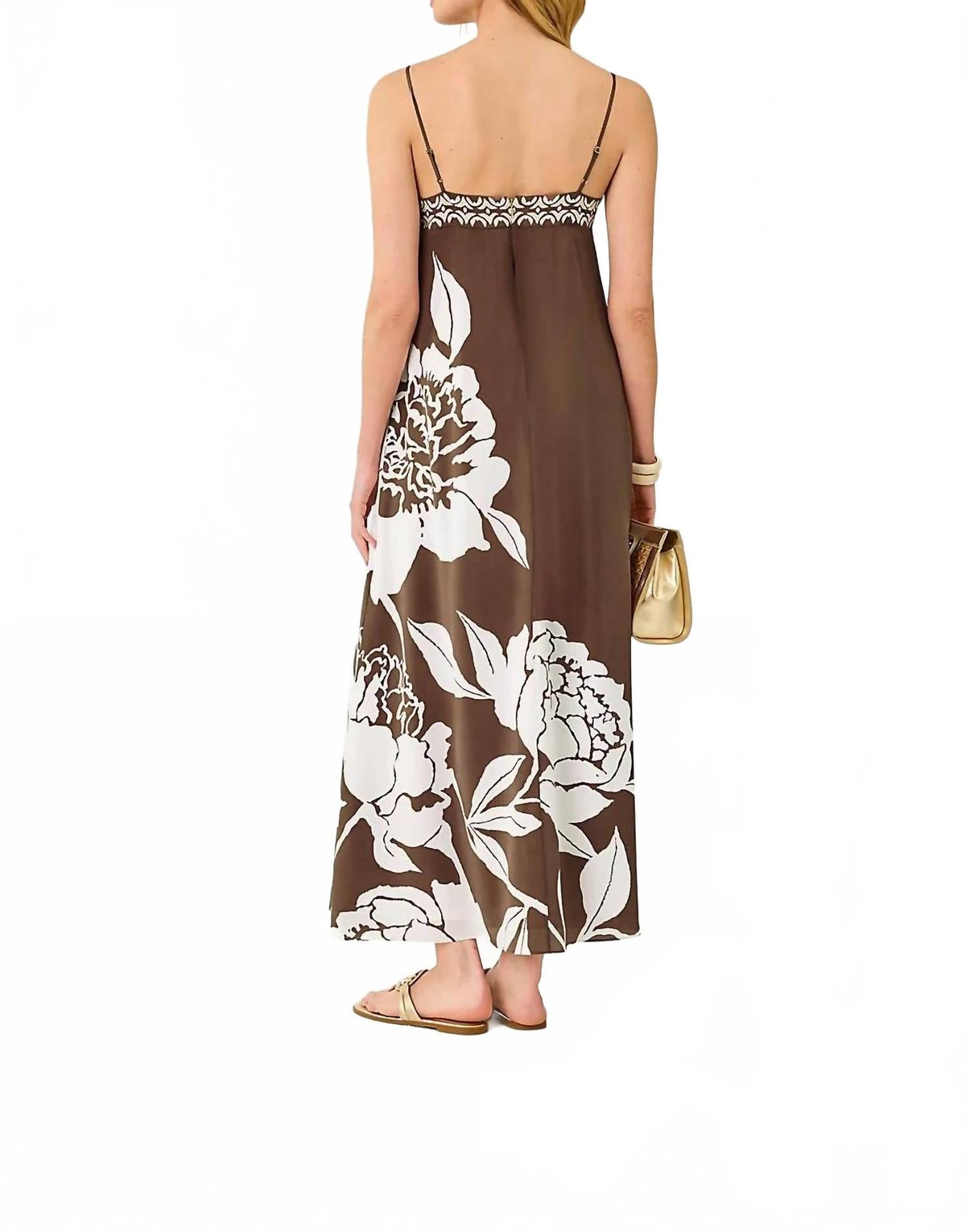 Jesslyn Silk Maxi Slip Dress In Brown