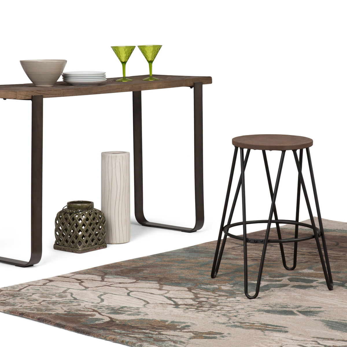 Durable Metal Counter Stool with Wood Seat