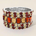 5PCS - Emerald Cut Round Stone Stretch Evening Bracelets
