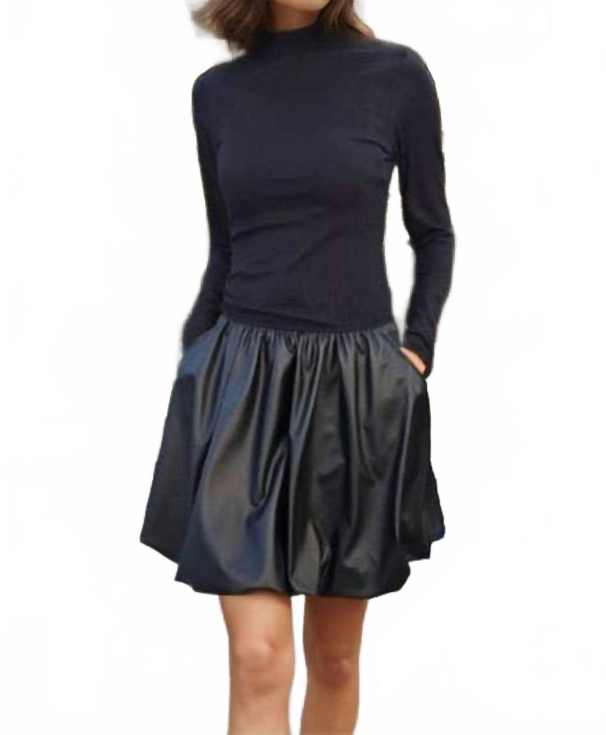 Betty Long-Sleeve Bubble Dress In Black